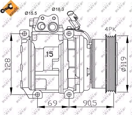 NRF Ilmastoinnin kompressori 32438 NRF 32438 KIA Proceed (CD) ilmastointilaitteen kompressori