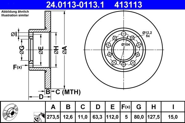 ATE Δισκόπλακα 24.0113-0113.1 ATE 24.0113-0113.1 Αγωνιστικές δισκόπλακες MERCEDES-BENZ /8 (W115) Sedan φθηνά