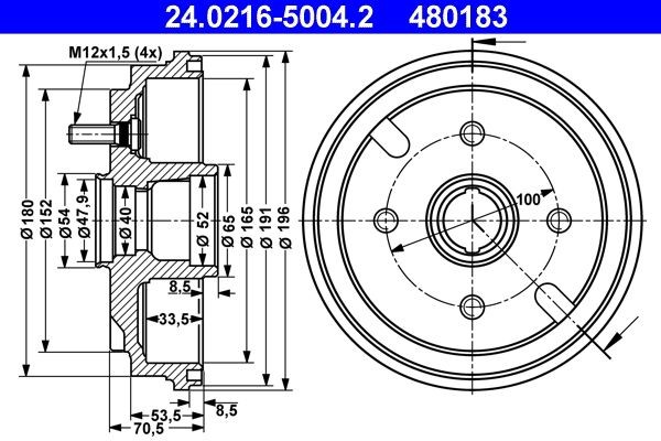 Bremstrommel ATE 24.0216-5004.2 ATE 24.0216-5004.2 Bremstrommeln DAIHATSU CUORE 2001 Kosten