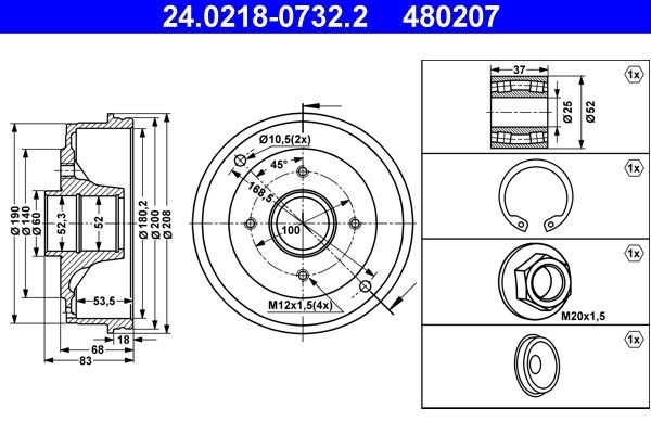 Jarrurumpu ATE 24.0218-0732.2 ATE 24.0218-0732.2 RENAULT CLIO 2003 Jarrurumpu