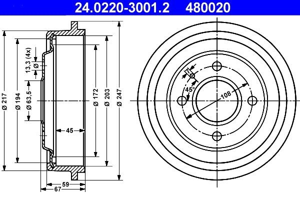 ATE Bromstrumma 24.0220-3001.2 ATE 24.0220-3001.2 Bromstrumma Ford Sierra Sedan original