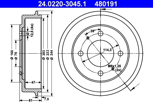 ATE Remtrommel 24.0220-3045.1 ATE 24.0220-3045.1 originele Remtrommel Hyundai Coupe RD kosten