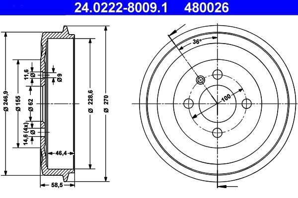 ATE Bremstrommel 24.0222-8009.1 ATE 24.0222-8009.1 VAUXHALL CARLTON Bremstrommeln Preis