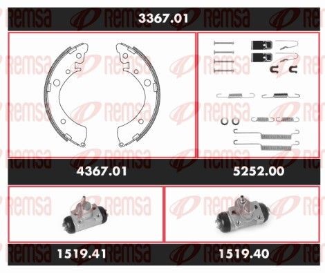 REMSA Jogo de travões, travões de tambor 3367.01 REMSA 3367.01 Jogo de travões, travões de tambor HONDA Legend III Sedan (KA) 3.5 i 24V (KA9) 208 cv 1998