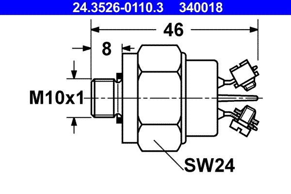 ATE Bremselysbryter 24.3526-0110.3 Bremselysbryter ATE Volvo 240 24.3526-0110.3