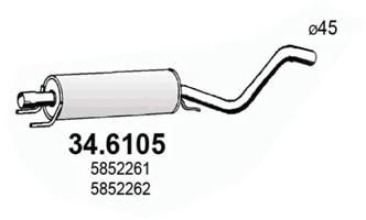 ASSO Midtre lydpotte 34.6105 ASSO 34.6105 Midtre lyddemper Opel Astra L48 pris