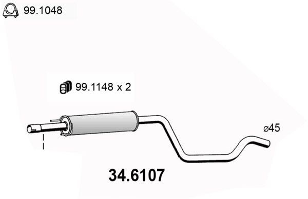 ASSO Stredný tlmič výfuku 34.6107 Stredný tlmič ASSO ASTRA 34.6107 lacné