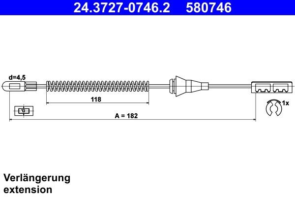 ATE Hand brake cable 24.3727-0746.2 ATE 24.3727-0746.2 genuine Opel Astra H L70 handbrake cable price