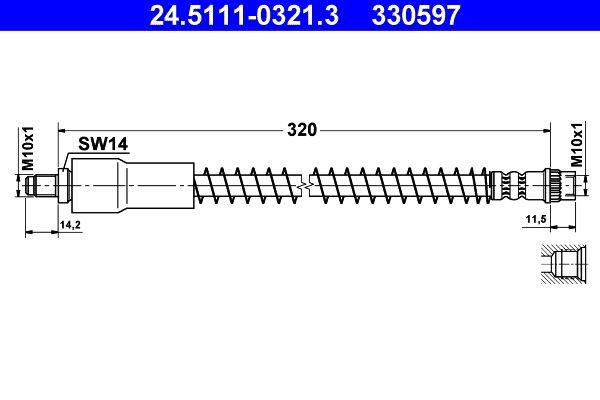 ATE Flexible de frein 24.5111-0321.3 ATE 24.5111-0321.3 Durite de frein Clio 2 pas cher