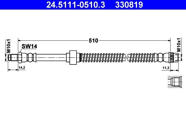 ATE Flexible de frein 24.5111-0510.3 Nissan MICRA Flexible de frein ATE 24.5111-0510.3