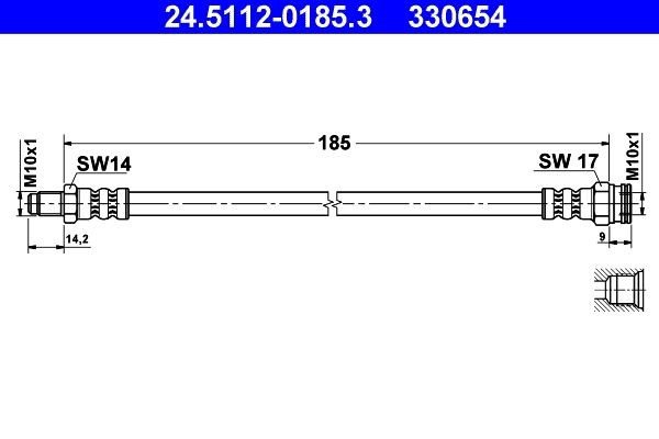 ATE Remslang 24.5112-0185.3 ATE 24.5112-0185.3 Remslang Fiat Stilo Station Wagon originele prijs