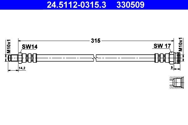 ATE Bremseslange 24.5112-0315.3 Bremseslange ATE 607 24.5112-0315.3 billige