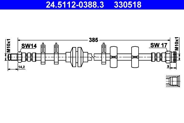 ATE Bremseslange 24.5112-0388.3 Bremseslange ATE Alfa Romeo ALFASUD 24.5112-0388.3
