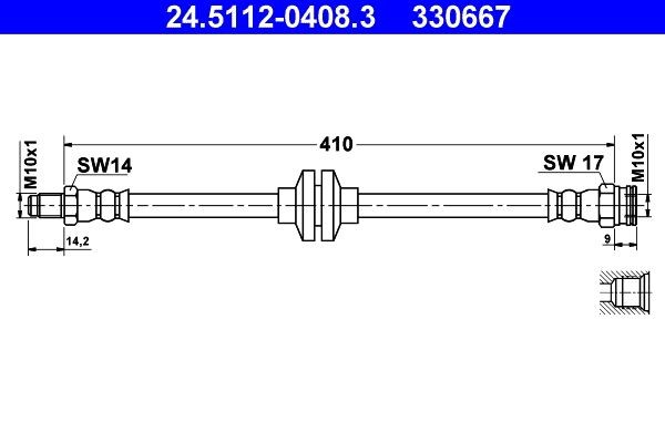 Bremseslange ATE 24.5112-0408.3 ATE 24.5112-0408.3 Bremseslange ALFA ROMEO 147 2008