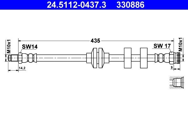 ATE Bromsslang 24.5112-0437.3 ATE 24.5112-0437.3 bromsslangar Alfa Romeo 156 Sportwagon pris