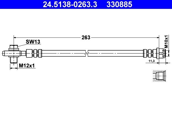ATE Bremseslange 24.5138-0263.3 Bremseslange ATE Audi COUPE 24.5138-0263.3