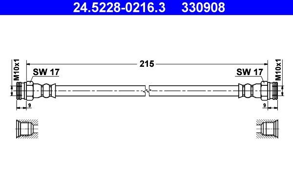 ATE Pidurivoolik 24.5228-0216.3 Pidurivoolik ATE Peugeot PARTNER 24.5228-0216.3
