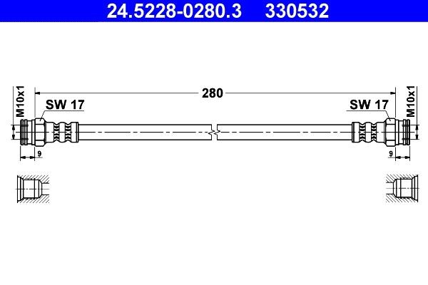 ATE Pidurivoolik 24.5228-0280.3 Pidurivoolik ATE Peugeot PARTNER 24.5228-0280.3