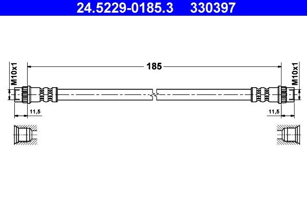 ATE Ελαστικός σωλήνας φρένων 24.5229-0185.3 24.5229-0185.3 Ελαστικός σωλήνας φρένων RENAULT CLIO ATE