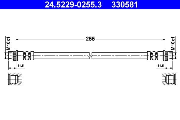 ATE Bremseslange 24.5229-0255.3 Bremseslanger ATE EXPERT 24.5229-0255.3 billig
