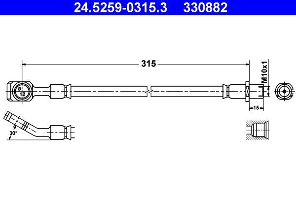 ATE Bremseslange 24.5259-0315.3 24.5259-0315.3 Bremseslange CHEVROLET TRAILBLAZER ATE