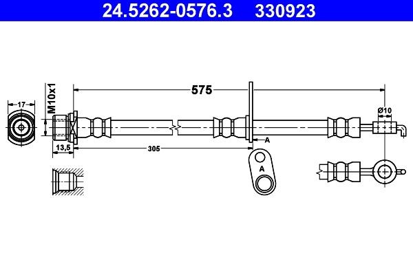 ATE Bromsslang 24.5262-0576.3 24.5262-0576.3 ATE bromsslang Toyota RAV 4