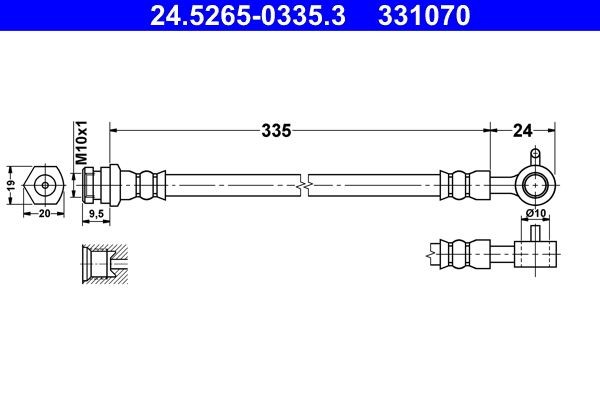ATE Bremseslange 24.5265-0335.3 Bremseslange ATE Mazda PREMACY 24.5265-0335.3