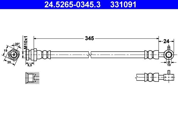 ATE Bremseslange 24.5265-0345.3 Bremseslanger ATE PREMACY 24.5265-0345.3 billig