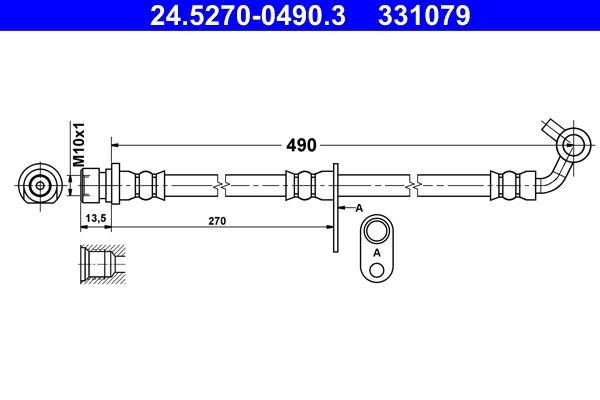ATE Tubo flexível de travão 24.5270-0490.3 24.5270-0490.3 Flexível de freio HONDA CR-V ATE