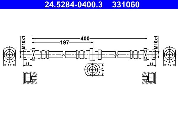 ATE Bremžu šļūtene 24.5284-0400.3 Bremžu šļūtenes ATE EDGE 24.5284-0400.3 lēti