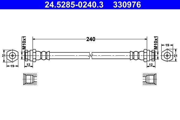 Tubo flexível de travão ATE 24.5285-0240.3 ATE 24.5285-0240.3: Flexível de travão Kia CARENS 2006