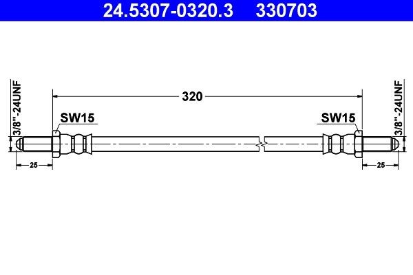 ATE Bremseslange 24.5307-0320.3 ATE 24.5307-0320.3 RZ Bremseslange originale pris