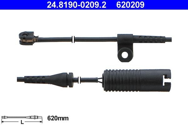 ATE Slitekontakt bremsekloss 24.8190-0209.2 Alarmkontakt bremsebeleggslitasje ATE BMW X4 24.8190-0209.2