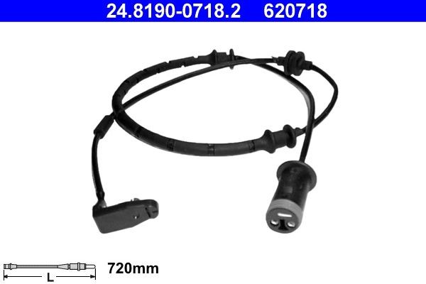 Hoiatuskontakt, piduriklotsi kulumine ATE 24.8190-0718.2 ATE 24.8190-0718.2: Piduriklotside kulumisandur Opel VIVARO 2022