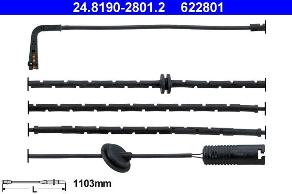 ATE Slitekontakt bremsekloss 24.8190-2801.2 ATE 24.8190-2801.2 Alarmkontakt bremsebeleggslitasje Audi 50 originale
