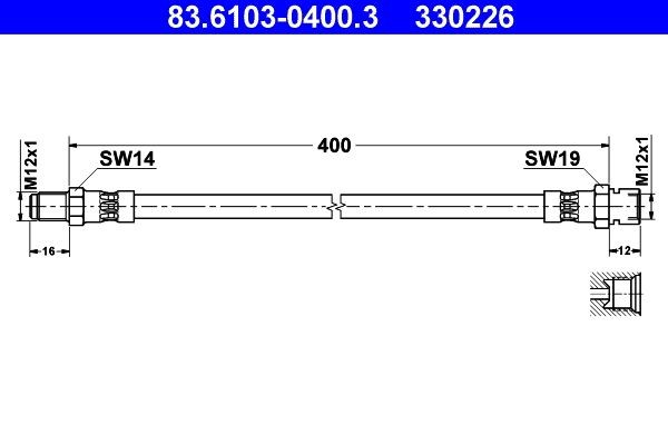 ATE Bremseslange 83.6103-0400.3 Bremseslange ATE Mazda MX-5 83.6103-0400.3