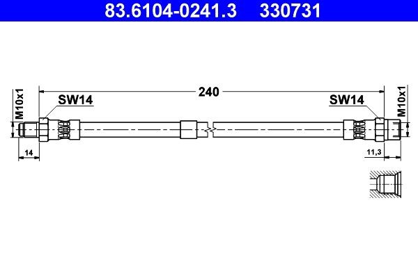 ATE Brzdová hadica 83.6104-0241.3 Brzdové hadičky ATE V70 83.6104-0241.3 lacné