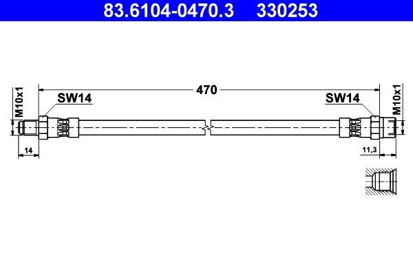 Brake hose ATE 83.6104-0470.3 ATE 83.6104-0470.3 2002 MERCEDES-BENZ T2 brake hose replacement