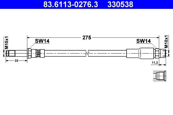 ATE Pidurivoolik 83.6113-0276.3 Pidurivoolik ATE BMW Z3 83.6113-0276.3