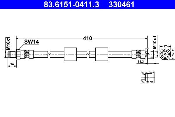 ATE Flexible de frein 83.6151-0411.3 Durite de frein ATE Z3 83.6151-0411.3 pas cher