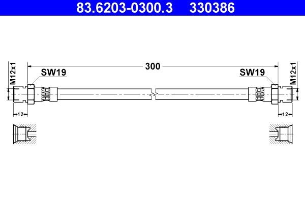 ATE Bremseslange 83.6203-0300.3 ATE 83.6203-0300.3 Bremseslanger Škoda 105,120 billig