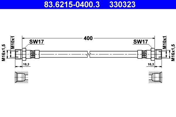 ATE Bromsslang 83.6215-0400.3 ATE 83.6215-0400.3 Bromsslang 412i original