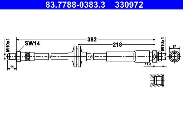 ATE Bromsslang 83.7788-0383.3 ATE 83.7788-0383.3 bromsslangar H2 Terrängbil täckt pris