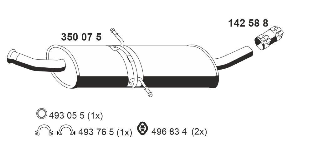 ERNST Keskiäänenvaimentaja 350075 350075 ERNST Keskiäänenvaimentaja MERCEDES-BENZ G-sarja