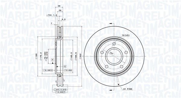 MAGNETI MARELLI Bremsscheibe 360406119601 360406119601 Sport-Bremsscheiben MAGNETI MARELLI DODGE Kosten