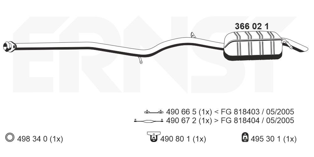 ERNST Einddemper 366021 366021 Einddemper ERNST MERCEDES-BENZ SLK