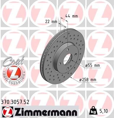 ZIMMERMANN Remschijf 370.3057.52 ZIMMERMANN 370.3057.52 Remschijf MAZDA 2 Sedan (DL) 1.5 115 Pk 2019