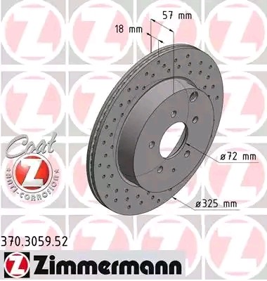 ZIMMERMANN Bremseskive 370.3059.52 Skivebremser Mazda ER 370.3059.52 ZIMMERMANN