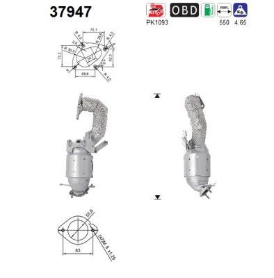 Catalisador AS 37947 AS 37947: Pre-catalizador Volkswagen SHARAN 2012