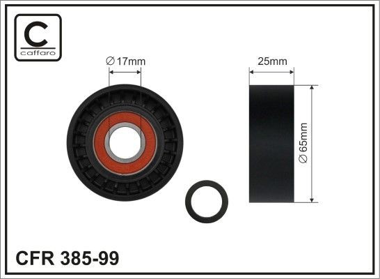 Rolo tensor, correia trapezoidal estriada CAFFARO 385-99 CAFFARO 385-99 Polia tensora correia Mitsubishi LANCER 2003